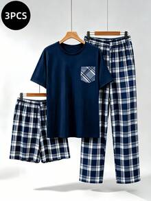 Men Loungewear Sets - Navy Blue - View 1