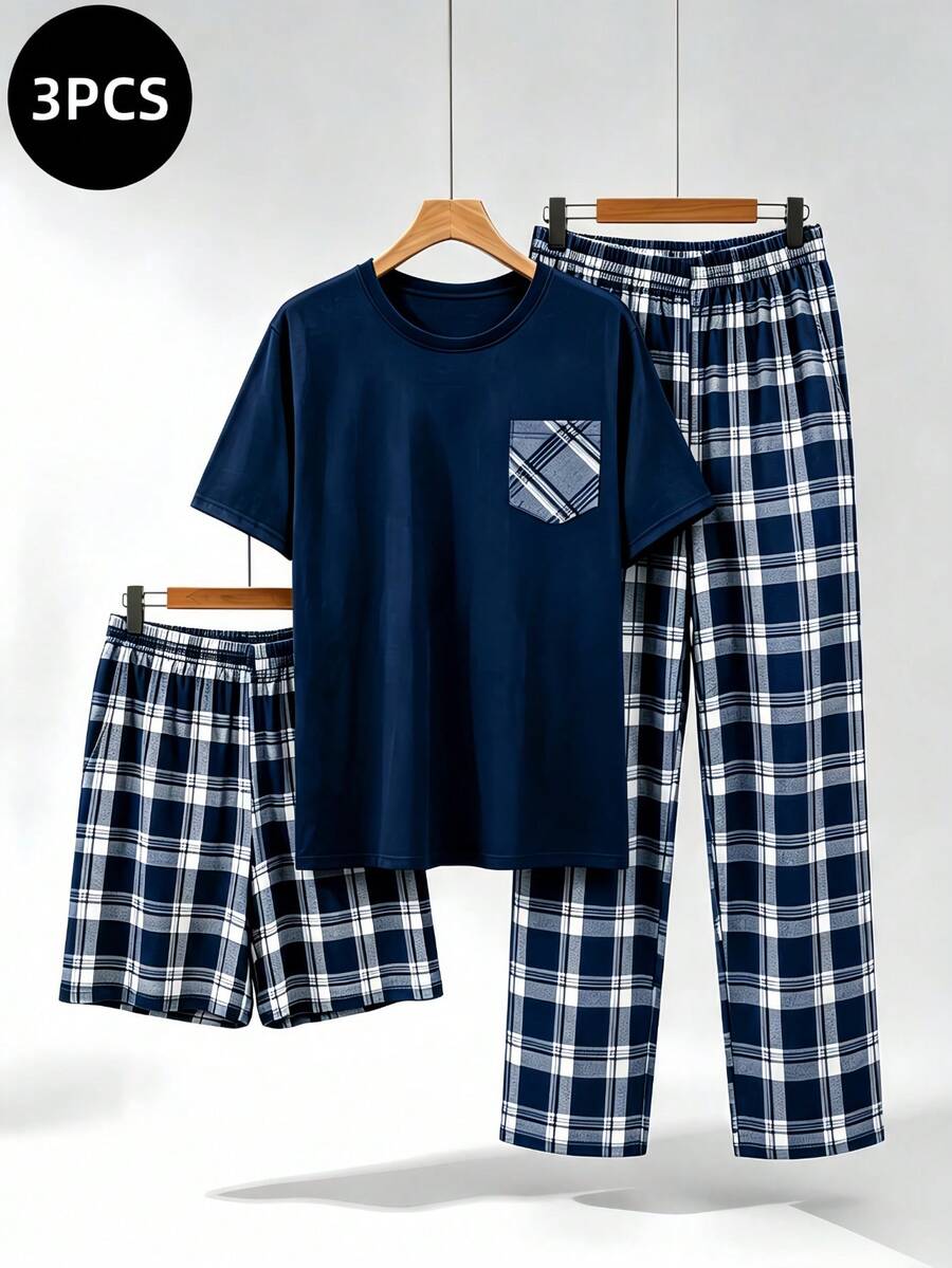 Men Loungewear Sets - Navy Blue - View 1