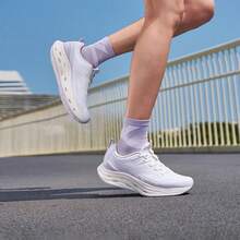 XTEP New Thick-Soled Shock-Absorbing Women's Running Shoes - White/Purple - View 3