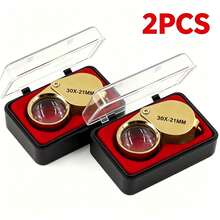 1-3pcs 30x Magnifying Glass High Definition Jade, Emerald, Coin, Antique Appraisal Full Metal Folding Portable Jewelry Loupe 30x21mm - 30X21 Silver - View 15