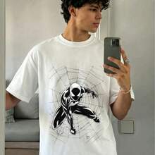 Office Friday Business Casual Unisex Low-Key Spider Tee Elegant Small Print Workplace Relax Outfit Top - 白色 - 查看 1