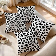 4pcs White Leopard Print Pillow Covers, Single-Sided Printed Pillow Covers, Suitable For Living Room, Bedroom, Home Decor, All-Season Pillow Covers - Multicolor - View 6