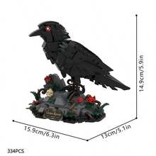 334PCS Dark Night Crow Building Block Set, Exquisite Collectible 3D Model, Suitable For Home Decor, Office Desk Ornament, Halloween Gift/Christmas Gift/Birthday Gift/Holiday Gift - Multicolor - View 11