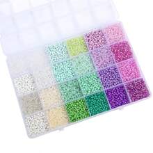 3mm New 24-Color Rainbow Multi-Color Solid & Translucent Seed Bead Set For Creative Handmade DIY Beaded Bracelets, Necklaces, Keychains, Bag Charms, Loose Beads, Jewelry Accessories, Fairy Decor, Autumn Home Decor, Halloween, Christmas, Birthday Gifts - Multicolor - View 12