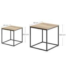 Aseto Set Of 2 Rectangular Coffee Tables Nesting Side End Table Wood Large & Small Nightstand Bedside Board Unit Desk Furniture Decor Living Room Bedroom Home Office Apartment Center Tea Tray Stackable Dual Countertop Multi Color - Sonoma Oak - View 4