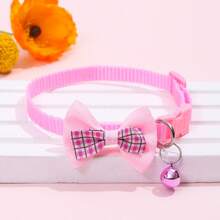 DIY Personalized Soft Cat Adjustable Collar With Bell, Bowknot Cat Collar, Cat Bell Collar, Cat Collar, Customized Pet Name Tag, Adjustable Basic Collar, Suitable For Medium And Small Dogs, Cats, Kittens And Puppies, With Buckle - Multicolor - View 17