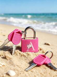 Vigour Summer Rose Red Portable Small Plastic Luggage Padlock With Pink Heart Letter Print, Includes 2 Keys, Mini Metal Key Lock For Bags, Backpacks, Gym Lockers, Classroom Games, Suitcases And Travel Bags, Back To School Or Graduation Gift - Multicolor - View 4