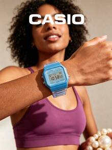 Casio Unisex Translucent Blue Digital Watch With Resin Strap, Electronic LCD Display, Retro Vintage Wristwatch, Suitable For Anniversary Gift And Fashion Accessory - one-size - View 3