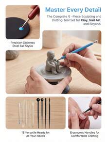 8/9/18pcs Pottery Clay Set, For Pottery And Polymer Clay Enthusiasts, DIY Handmade Crafting - Multicolor - View 4