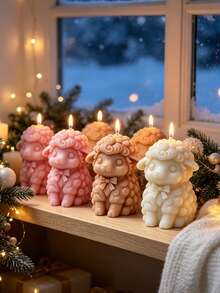 1pc Cute Cartoon Lamb Scented Candle, 3D Stereo Sheep Handmade Candle, Indoor Home Daily Decor, Party Table Centerpiece, Festival Gift Candle For Christmas, Halloween, Birthday Celebration - A - View 3
