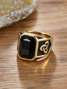 1pc Vintage Personalized Cubic Zirconia Decor Stainless Steel Ring For Men, Suitable For Daily Wear - Ring - View 19