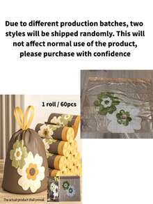 1 Roll/60pcs Large Drawstring Garbage Bags, Thickened Hand-Carry Style, Extra Large Extra Thick Plastic Bags For Kitchen, Bathroom, Living Room, Outdoor Use, Tear-Resistant Leak-Proof Kitchen Trash Can Liners - Multicolor - View 9