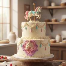 Carousel Silicone Mold 4Pcs Set, Horse Fondant Chocolate Cake Decor Tray, Resin Clay Plaster Handmade DIY - Beige - View 9