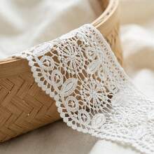 1/5" 13cm Wide White Floral Embroidered Lace Trim, Vintage Hollow Crochet Lace Ribbon, Suitable For Sewing, DIY Crafts Lace Trim, Can Be Used For Dresses, Wedding Dresses, Curtains, Doll Clothes, Scrapbooking, Journal Decoration, Soft Cotton Lace Trim - Multicolor E - View 4