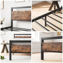 Base de cama de 140x190 de metal y madera - cama individual resistente con base de láminas y espacio de almacenamiento, cama para invitados/cama para adolescentes - Marrón 140*200cm - Ver 7
