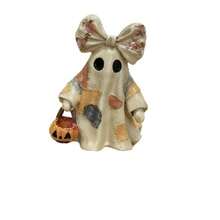 1pc Patchwork Resin Ghost With Vintage Floral Bow Ghost Statue, Creative Decorative Ornament, Home Decor, Home Accessory - Patch Ghost - View 7