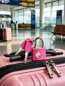 Vigour Summer Rose Red Portable Small Plastic Luggage Padlock With Pink Heart Letter Print, Includes 2 Keys, Mini Metal Key Lock For Bags, Backpacks, Gym Lockers, Classroom Games, Suitcases And Travel Bags, Back To School Or Graduation Gift - Multicolor - View 6