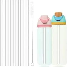 6pcs Replacement Straws, Compatible With 24/32oz Water Bottles, Reusable Plastic Straws With Cleaning Brush, Suitable For Insulated Stainless Steel Tumbler Accessories (Clear) - Clear - View 1