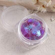 Laser Holographic Iridescent Maple Leaf Nail Sequins, Autumn Maple Leaf Nail Glitter Flakes, Colorful Fall Leaf Confetti Nail Art Decorations, Thanksgiving Autumn Theme Nail Charms DIY Manicure Supplies For Nail Salon & Beginners - Multicolor - View 10