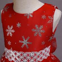 Tween Girl Snowflake Sequin Princess Dress Birthday Party Christmas Holiday Party Stage Performance Evening Gown - Red - View 6
