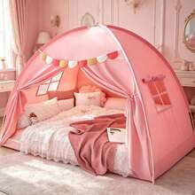 Abulun Single Bed Tent, Sensory Breathable Private Space Windproof Indoor Sleeping Tent - Pink - View 4