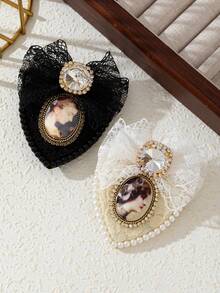 1pc Elegant Luxury Crystal Encrusted Palace Badge Brooch, Sparkling Jewelry Accessory Great Gift For Daily Wear - classic - View 10