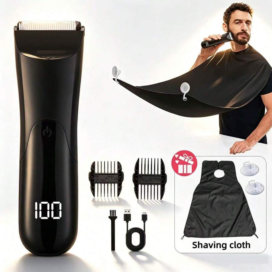1pc Men's Body Hair Trimmer With Shaving Cloth, Electric Razor Suitable For Face, Arms, Legs, Underarms And Private Areas, Groin Hair Trimmer, Ceramic Blade Unisex Hygienic Shaver, Best Gift For Holidays And Father's Day