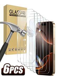 Mr. War Gorilla 6pcs, High-Definition Tempered Glass Screen Protector. Compatible With IPhone Ultra/18 Pro Max/18 Pro/18/17e/17 Pro Max/17 Air/16 Pro Max/16E/16 Plus/15 Pro Max/14/13/12/11 Pro Max/X/XR/XS Max And Other Series, Anti-Fingerprint, 9H Hardness, Shockproof And Anti-Drop, Perfect Fit, Compatible With Phone Cases, High Transparency, High Definition, Comprehensive Protection For Your Phone. - Clear - View 2