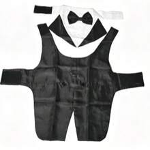 Pet Striped Tuxedo With Bow Tie, Gentle Wedding Formal Wear, Suitable For Dogs And Cats, Corgi Teddy Party Outfit - Black - View 5
