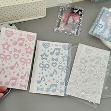 [Back To School]4pcs/3pcs/2pcs/1PC 3 Colors 2 Styles Solid Color Rhinestone Stickers, Including Heart, Bow, Musical Note And Other Geometric Patterns, Suitable For Students' Decoration Cards, Gifts, Notebooks, Diaries, And Can Also Be Used As Gifts - Multicolor - View 10