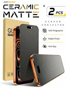 2片裝 霧面防眩光防刮防水防指紋全螢幕軟膜，適用於 iPhone 18/17 Pro Max/16E/16 Pro Max/16 Pro/16 Plus/16/15 Pro Max/14 Pro Max/13 Mini/12/11/XS Max/XR/8 Plus/8/7 系列，完美遊戲配件 - 黑色 - 查看 47