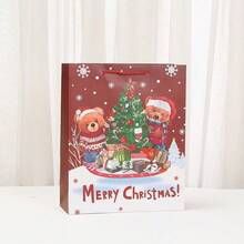 34/68/102pcs Christmas Gift Bags With Ribbon Handles - Multiple Patterns, Durable Paper Holiday Party Gift Bags, Suitable For Christmas Tree And Christmas Decoration, Perfect For Holiday Celebration, Christmas Gift Bags, Christmas Decoration, Christmas Decoration, With Stickers - Style D - View 3