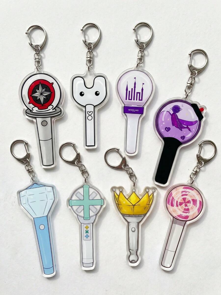 1pc K-POP Lightstick Keychain, Mini Acrylic Lightstick Keychain, Monster/NEW Jeans/TWICE/EXO/TXT, Perfect Gift For Fans, Convenient To Carry And Collect, K-POP Lightstick Keychain, Gift, MOA Keychain, Carat Merchandise, Stay Accessories, TWICE/Once Gift, Lightstick, ARMY Collectibles - Multicolor - View 1