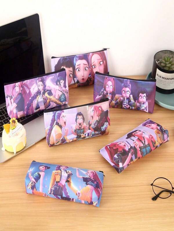 Hasbro 1 Set K-Pop Style Cute Pencil Case, Premium PU Material Single Layer Large Capacity Design, Can Store Various Neutral Pens, Erasers, Rulers And Other Complete Stationery. Zipper Closure Secure And Anti-Drop, Overall Lightweight And Compact, Suitable For Daily School Stationery Storage Or Office Small Item Storage, High Cost-Performance Back To School Essential.