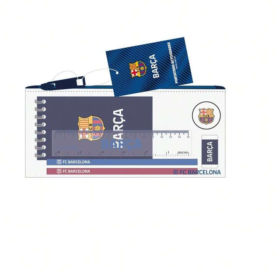 حقيبة أقلام FC Barcelona الطقم الأول 26/27 لنشاط المدرسة، من PVC شفاف مع إغلاق بسحاب، طقم مدرسي مع مسطرة 15 سم، 2 قلم رصاص، مبراة أقلام، مقاس 22.5x10.5 سم، حقيبة أقلام متعددة الاستخدامات - متعدد الألوان - مشاهدة 1