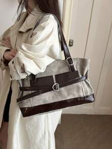 Casual Vintage Large Capacity Women's 2026 New Commuter Versatile Shoulder Underarm Bag Fashion Tote Handbag - Khaki - View 4