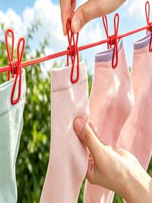 2PCS.4PCS Retractable Windproof Clothesline With 18 Metal Clips, Portable Travel Laundry Drying Line, Suitable For Outdoor Travel Camping - Multicolor - View 9