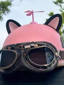 2pcs Motorcycle Helmet Decorative Stickers Cat Ears Design Creative Universal Car Decoration Stickers - Black - View 5