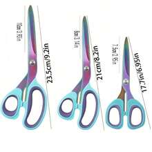 1/3pcs Scissors Set, Sharp Stainless Steel Fabric Craft Scissors, Comfortable Soft Grip Handle, Multi-Purpose Cutting Tool For Sewing, Tailoring, Embroidery, Scrapbooking, Office, Home, Art DIY, Iridescent Titanium Coated, Sewing Gift - A- electroplating color - View 5