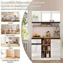 105*45*185 Cm,Weißer Moderner Küchenschrank,Buffet,Sideboard,Hochglanztüren,Metallgriffe,Verstellbare Regale,Schubladen,Offener Stauraum,Kippschutz,Geeignet Für Küche,Esszimmer Und Wohnzimmer - White - View 10