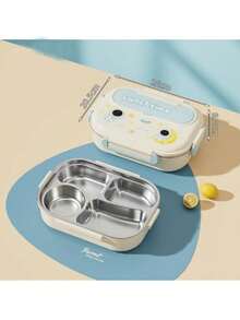 304 Stainless Steel Divided Lunch Box, Cute Capybara Design, 3 Compartments Large Capacity Leak-Proof, Microwave/Dishwasher , Suitable For School, Work, Office, Picnic, Camping, College Dorm, Back To School Essential, Japanese Cute Style - Multicolor - View 8