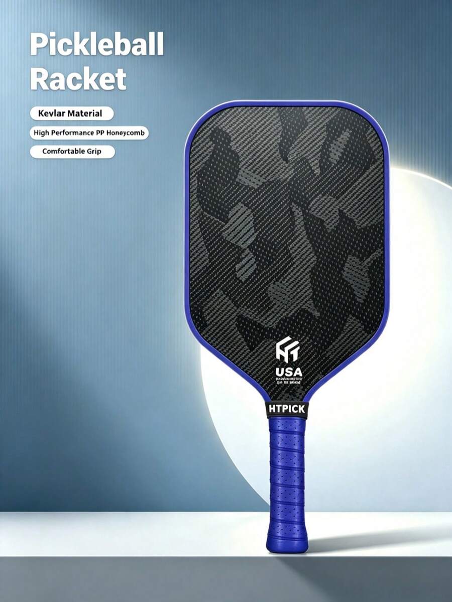 HTPICK 1 buah Raket Pickleball Kevlar - Raket Pickleball Kelas Turnamen T700 Serat Karbon Tenun Dingin, Cocok untuk Latihan dan Kompetisi, Raket Serangan Gaya Bertenaga