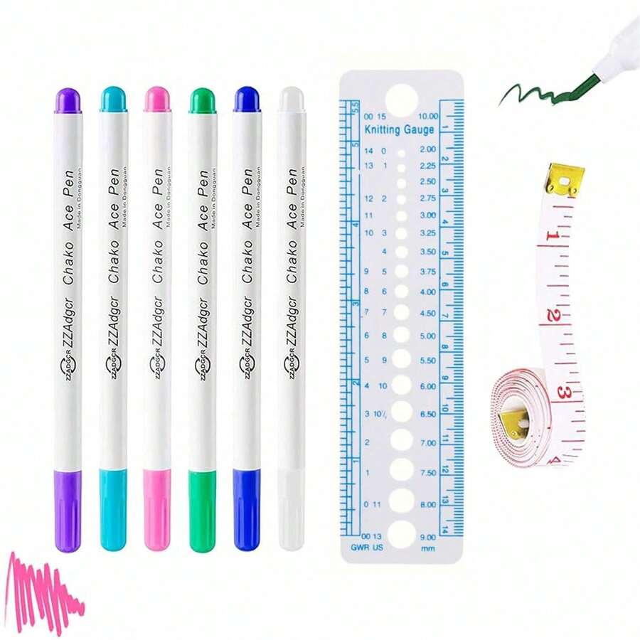 12pcs Disappearing Ink Pens, Water-Soluble Fabric Marker Pens, Sewing Art DIY Tracing Embroidery Supplies, Blue And Purple, Sewing Marking And Tracing Tools (Random Style, Random Color) - Multicolor - View 1