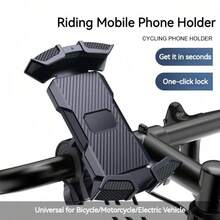 Quick Install Bike Handlebar Phone Mount With Anti Slip Silicone For Motorcycles Scooters And All Smartphones Up To 7.2 - Black - View 2
