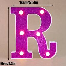 1pc 16cm Purple LED Letter Light, Alphanumeric Night Light, Battery Powered LED Light, Light‑Up Number Sign For Anniversary, Birthday Party Decoration, Wedding Background Decoration, Christmas And Halloween Party Home Bedroom Night Light. - Purple - View 47