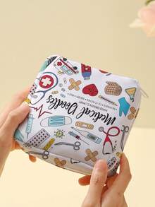 1 buah Tas Penyimpanan Pembalut Wanita Motif Lucu, Dompet Koin, Tas Penyimpanan, Tas Kosmetik, Tempat Kartu, Tas Penyimpanan Earphone, Dapat Menyimpan Koin, Kartu, Aksesoris, Kunci, Tas Penyimpanan Multifungsi - MultiWarna - View 10