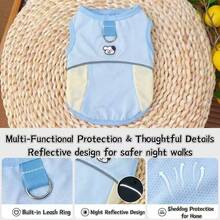Breathable Mesh Pet Vest With Built‑In Leash Ring, Sun‑Protective Reflective Sleeveless Tank Top, Anti‑Shedding Pet Clothes For Small Medium Dogs Outdoor Walking - Baby Blue - View 5