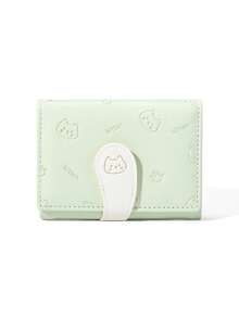Flower Short Coin Wallet, Simple Black And White Contrasting Color Three Fold Wallet, Compact And Portable Multi Slot Coin Wallet, Cute Storage Wallet - Multicolor - View 16