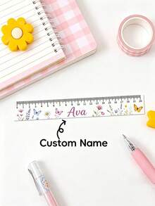Personalized 7.87 Inch Transparent Ruler, Customizable Name And Pattern, Multiple Designs, Easy To Read And Fade-Resistant. Suitable For Home, Office And Study. Perfect Gift For Back To School, Graduation, Christmas And Birthday - Multicolor - View 15