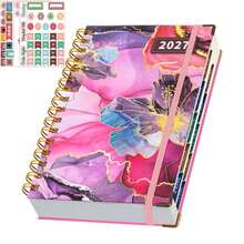 Multiple Marble Covers To Choose From 2027 Jan‑Dec Hardcover Planner, Bring 5 Plan Stickers Faux Leather Daily Weekly Monthly Agenda, Habit Tracking Journal, Portable Time Management Notebook For Students Office School Supplies - Rectangle - View 19